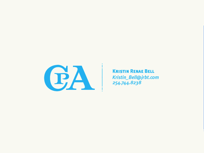 Kristin Renae Bell, CPA back business card custom logo mark typography