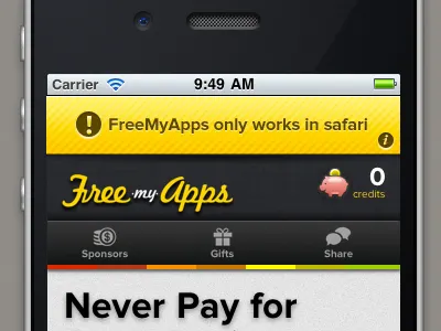 Non-Safari Alert Message iphone mobile ps comp. ui web app
