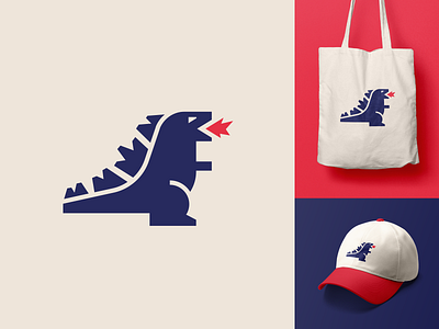 Godzilla Logo brand identity branding cute dinosaur fanart fun geometric giant godzilla gojira illustrative logo japan kaiju logo mascot logo minimalist mockup monster playful simple