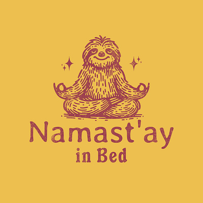 Namast'ay in Bed animal cartoon funny kittl kittldesign pop culture print on demand pun relax retro sloth t shirt t shirt design vintage yoga