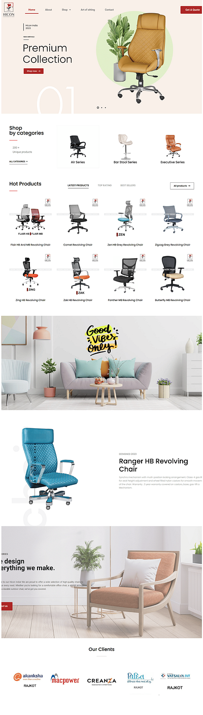 Wordpress Website : Hicon India chair website elementor sofa website design wordpress website