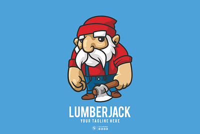 Lumberjack beard cartoon character design graphic illustration logo lumberjack vector