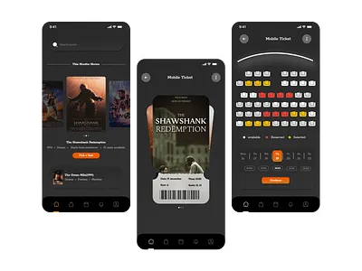 Movie Tickets Mobile App app booking booking app cinema concept app movie design film mobile app movie ticket ticket app ticket booking tickets typography ux