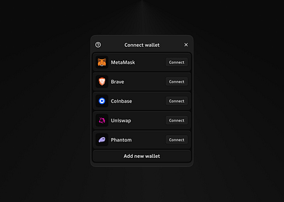 Connect wallet widget—exploring skeuomorphism blockchain design ui uiux web3 widget