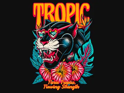 TROPIC PANTHER -VECTOR ILLUSTRATION art branding design graphic design illustration logo merch merchandise panther pop art surf surfing tropic vector