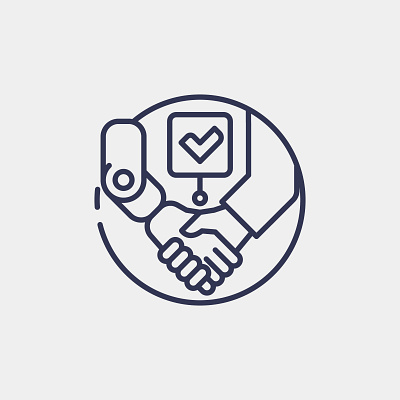 Human and Robot Synergy icon design finance graphic design handshake human icon illustration logo robot vector