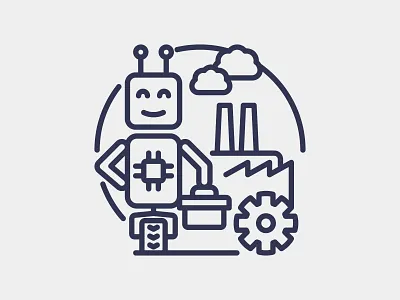 AI Labor Evolution icon design factory finance graphic design icon illustration logo robot vector worker