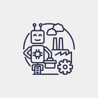 AI Labor Evolution icon design factory finance graphic design icon illustration logo robot vector worker