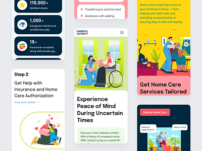 Healthcare - Careful Living Website Design app branding care colorful design graphic design health health tech healthcare medical ui mobile mobile design modern design product design ui user interface ux web design website wellness