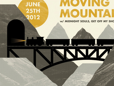 Moving Mountains bridge locomotive mountains poster train tunnel