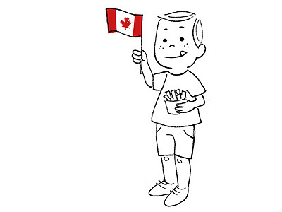 Canadian Flag and Fries boy canada childhood flag fries illustration retro vintage