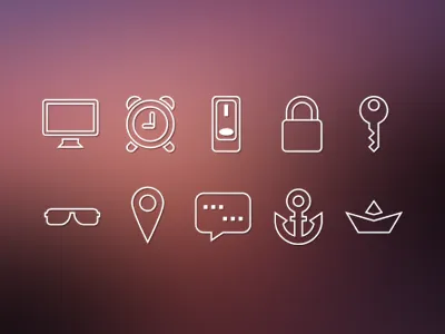 Icons alarm anchor boat chat googles icons key lock monitor pin switch