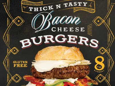 frozen burger packaging black chalk food