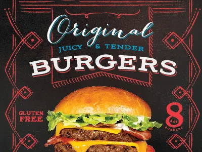 frozen burger packaging black chalk food