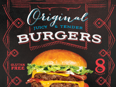 frozen burger packaging black chalk food