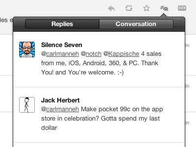 Replies & Conversation css3 interface tweet home