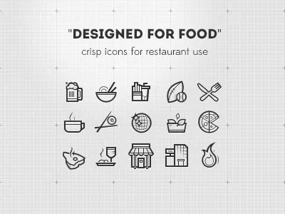"Designed for food" food icons restaurant