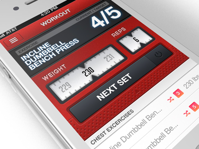 Workout Tracking app black gym ios red texture ui workout