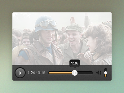 Minimalistic video player button movie player slider video