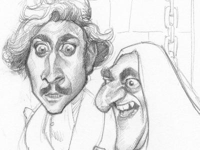 Young Frankenstein sketch caricature caricatures castle celebrities celebrity cinema comedy frankenstein fronkonstin gene horror humor humour hunchback illustration movie portrait terror wilder young