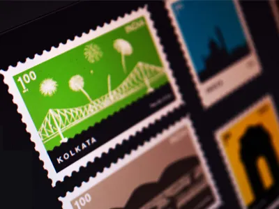 Stamps delhi hyderabad india indian cities jaipur kolkata srinagar stamps