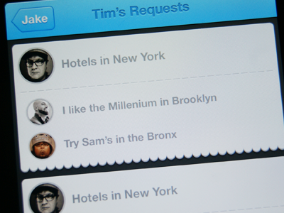 Tim's Requests app hotels ios iphone recommendations ui