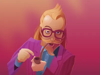 "Goofy Gallerist" WIP illustration illustrator purple hipster vector