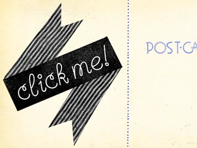 click me! hand illustration lettering mail postcard vintage