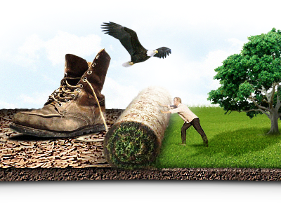 Manual retouching eagle grass guy shoe tree