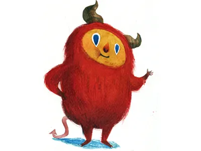 Red monster character illustration ssebong watercolor