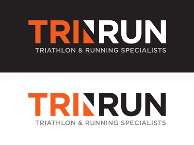 Tri N Run Final black logo negative space orange reversed running triathlon