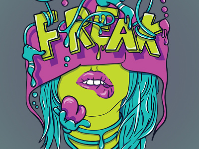 Freak blue custom drawing freestile girl green illustration type vector violet wacom