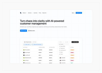 hero section crm design landingpage saas template ui