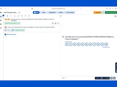 Surveysensum - B2B SaaS NPS Survey builder design. ui ux