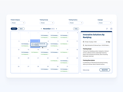 Rawlplug Event Calendar agenda calendar calendar line calendar page clean dashboard date design meeting minimalist product design project managment saas saas dashboard schedule task management dashboard task managment timeline timetable ux ui