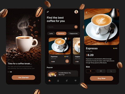 Coffee Shop Ui Kit app design coffee app coffee shop food app graphic design mobile design ui design