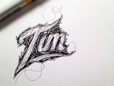 Woodscript hand drawn illustration ink