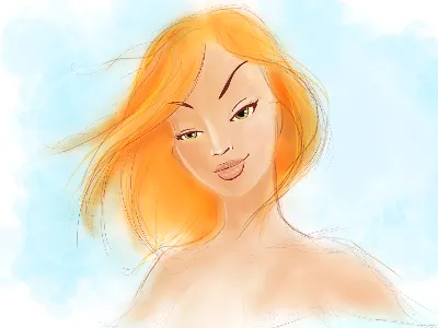 Chica girl hair sketch