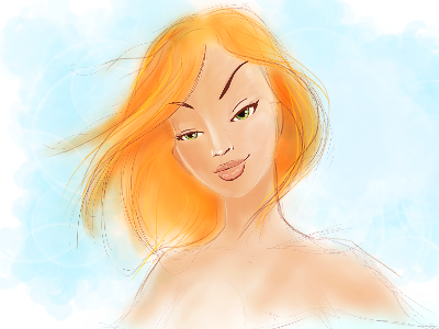 Chica girl hair sketch