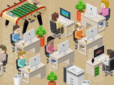 Web design office illustration iso pixel art pixels