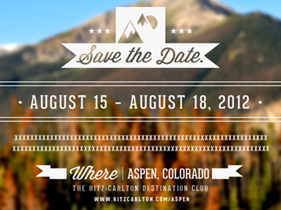 Save The Date 2 aspen color colorado design e mail graphic design invite layout logo ribbon save the date typography