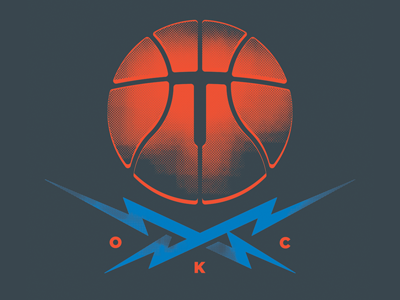 Ball and Crossbolts, shirt design basketball illustration lightning nba okc thunder western conference championships