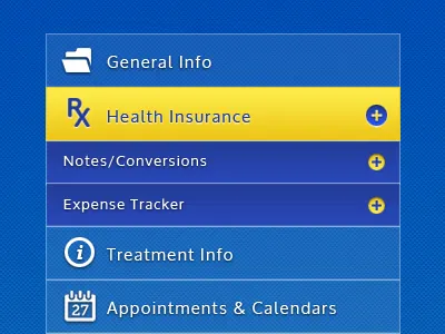 Submenu accordion calendar down drop folder icon info navigation rx submenu