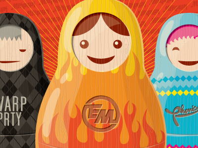 Matreshka electronic music event illustration party russia dolls