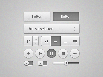 Noised Ui button grey play rounded scrollbar switch ui