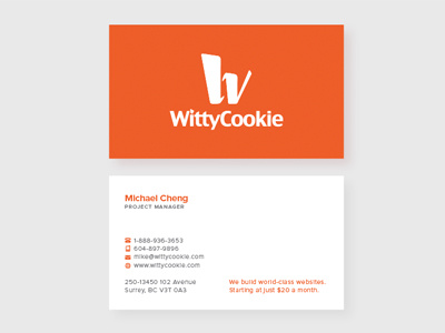 WittyCookie Business Card business card typography