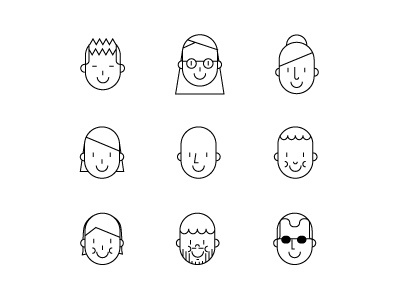 people black and white bw coworkers icon illustration line minimal people vector