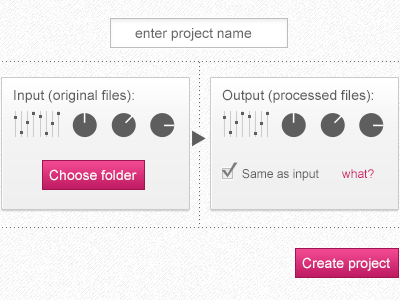 Input Output buttons design interface knobs pink sliders ui