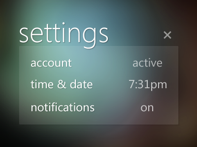 Settings (Metrofied) clean glass interface metro minimal segoe settings typography ui