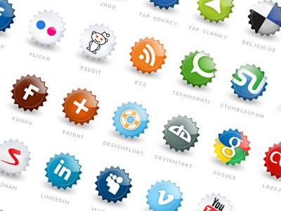 Set of social icons delicious deviantart facebook flickr google icon lastfm linkedin rss social technorati twitter youtube